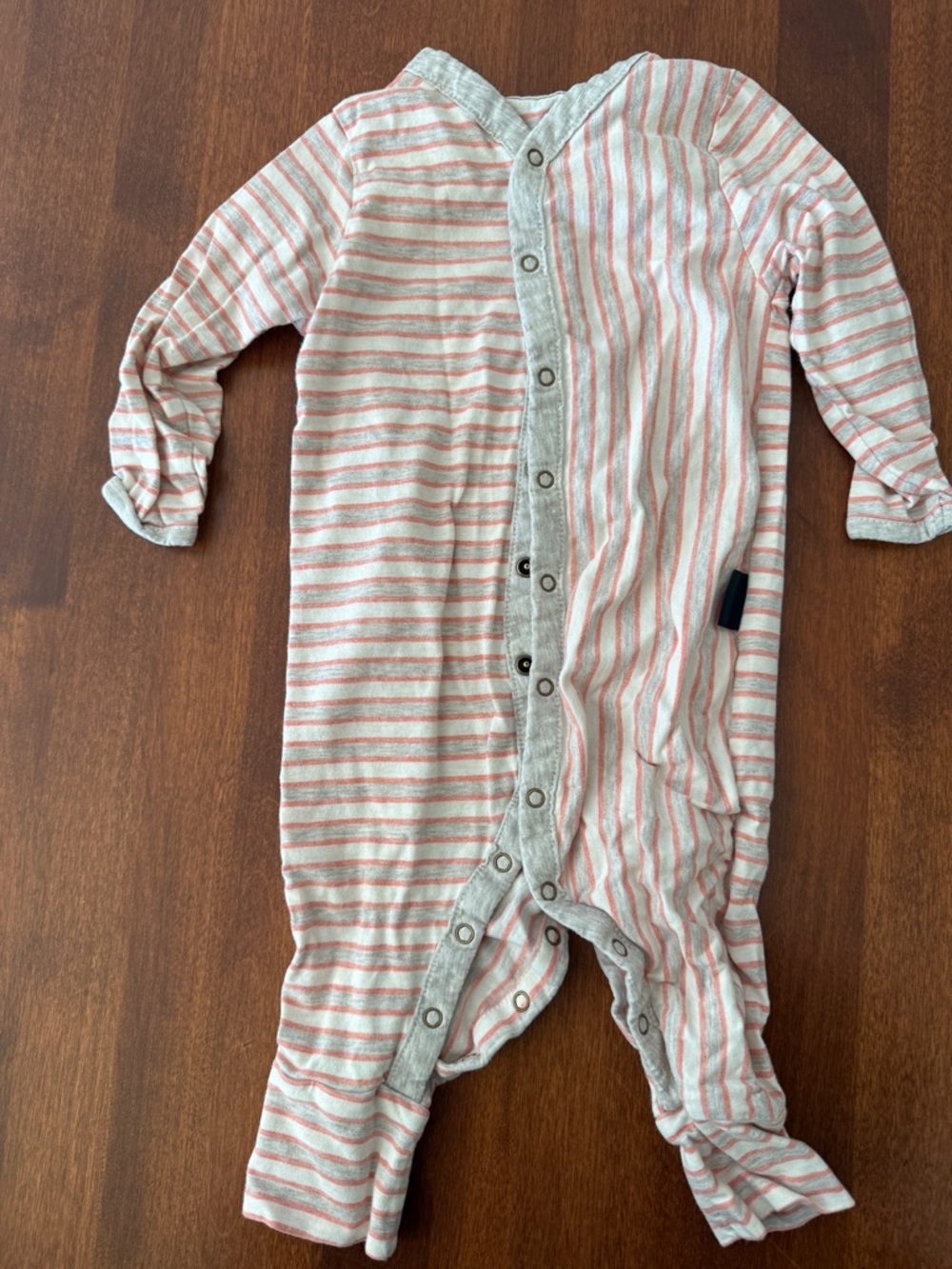 Patagonia Pink & Light Gray Striped Footie One-Piece